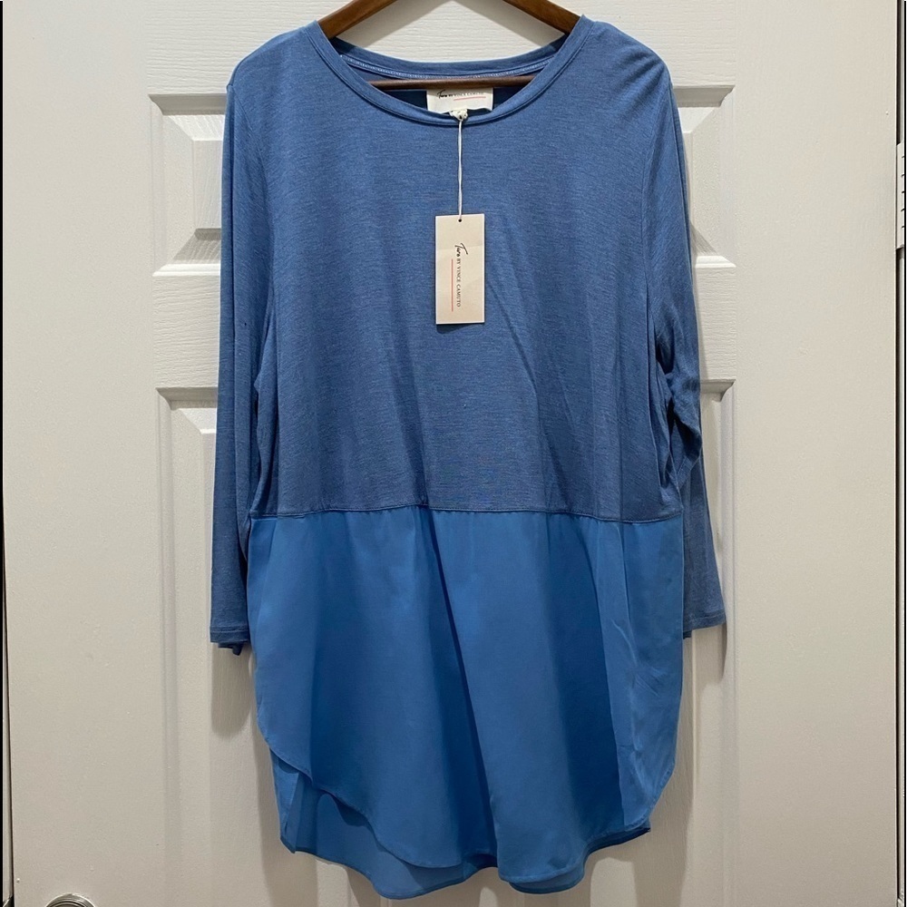 Vince Camuto Plus Size Blue Long Sleeve Tunic Top 2X